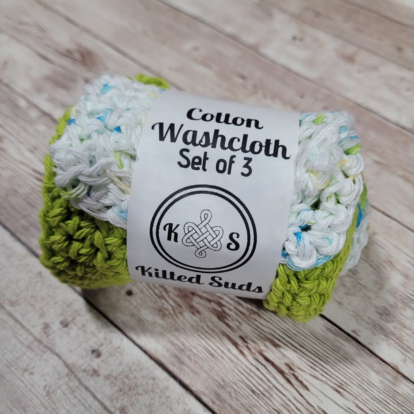 Set of 3 Cotton Washcloths - Sea Glass