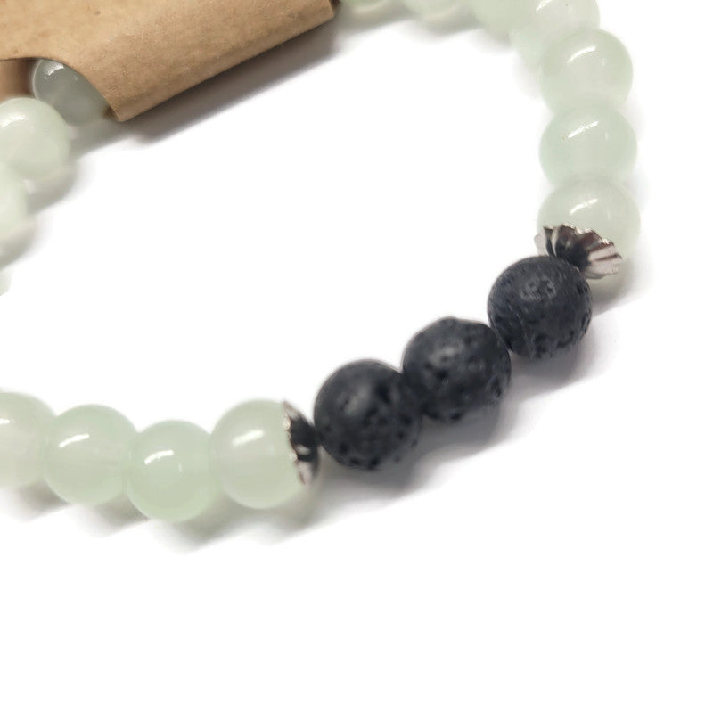 Lava Stone Aromatherapy Bracelet with Glass Beads - Multiple Colors