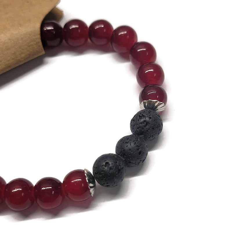 Lava Stone Aromatherapy Bracelet with Glass Beads - Multiple Colors