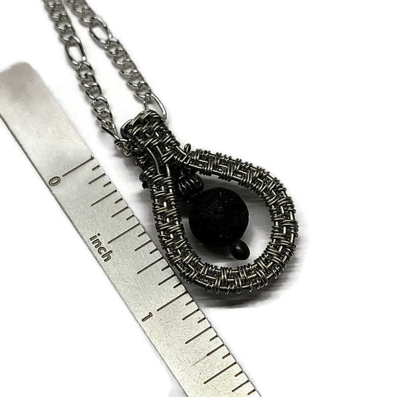 Lava Stone Aromatherapy Necklace - Wire Wrapped Necklace