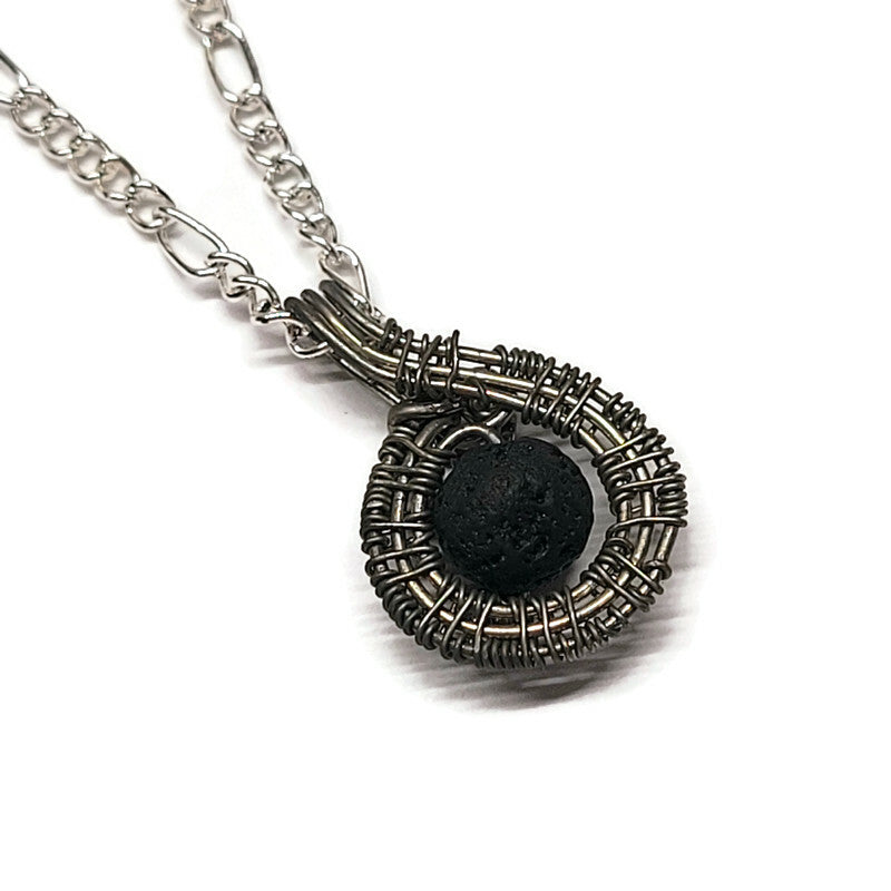 Lava Stone Aromatherapy Necklace - Wire Wrapped Necklace