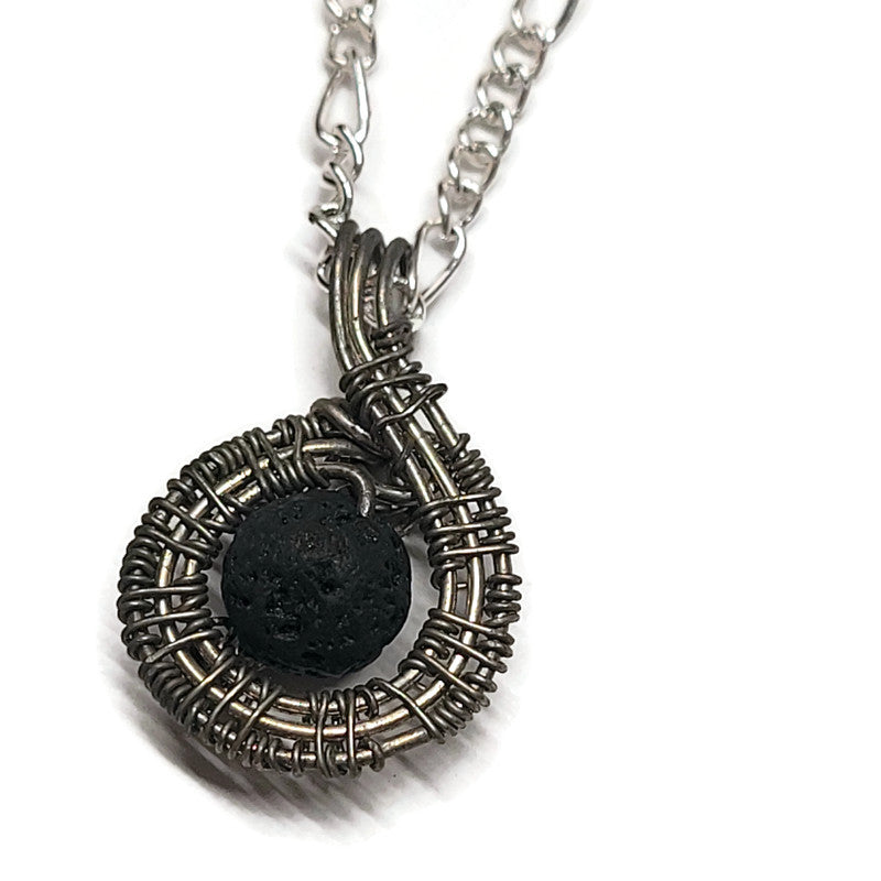 Lava Stone Aromatherapy Necklace - Wire Wrapped Necklace