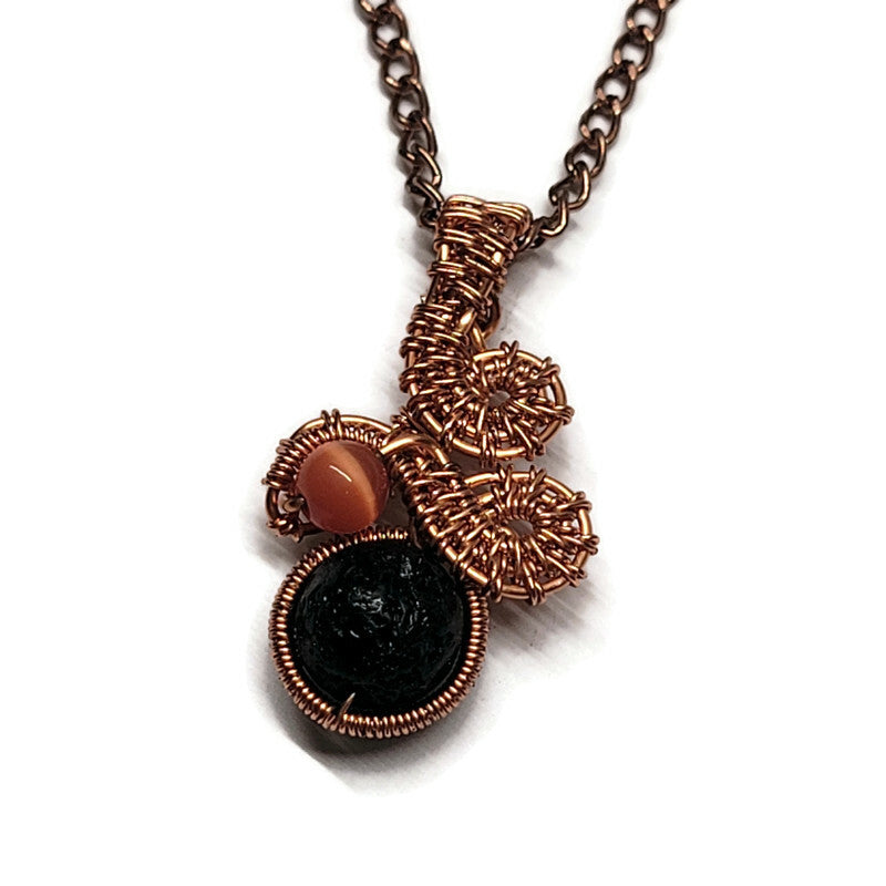 Lava Stone Aromatherapy Necklace - Wire Wrapped Necklace