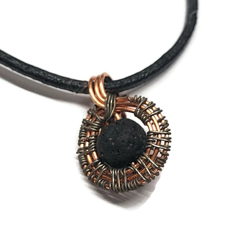 Lava Stone Aromatherapy Necklace - Wire Wrapped Necklace