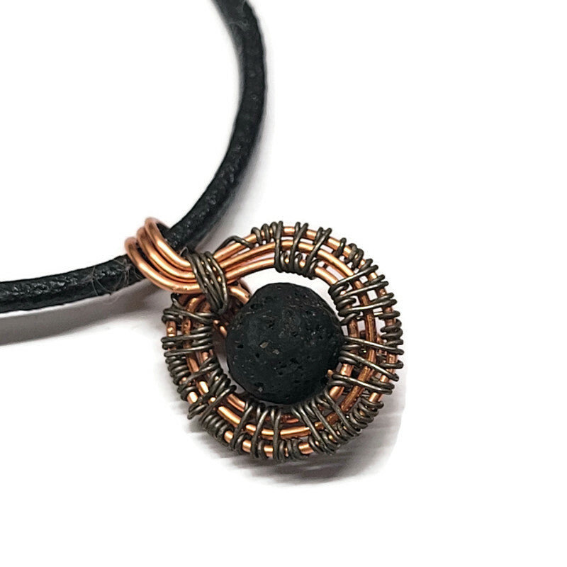 Lava Stone Aromatherapy Necklace - Wire Wrapped Necklace