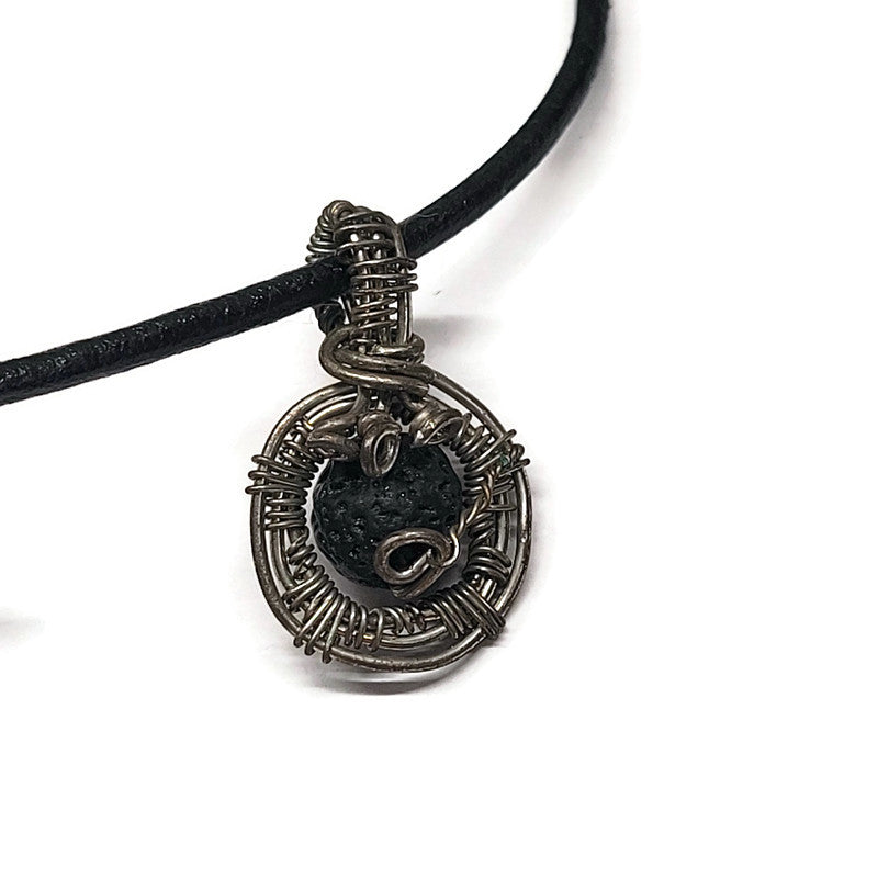 Lava Stone Aromatherapy Necklace - Wire Wrapped Necklace