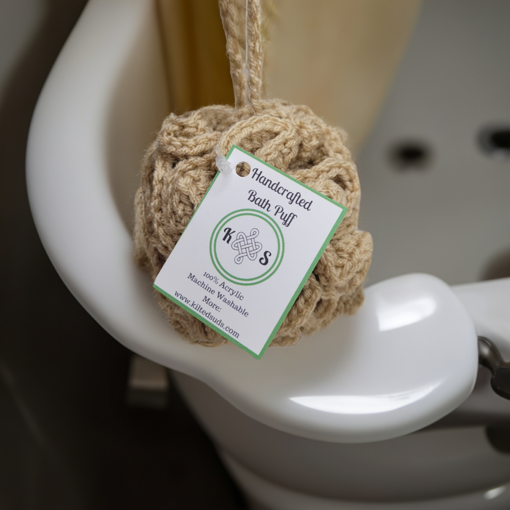 Beige Shower Puff Bath Sponge
