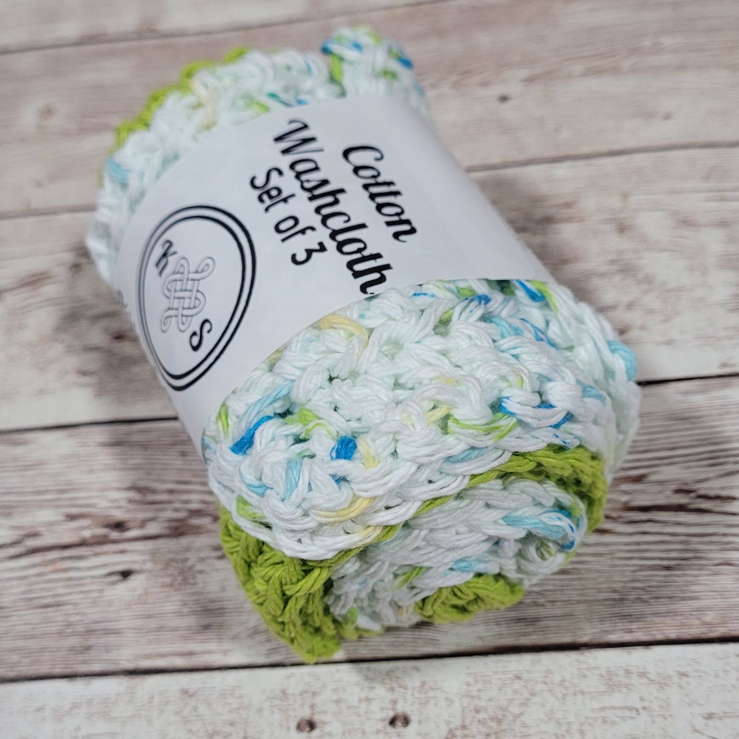 Set of 3 Cotton Washcloths - Lime