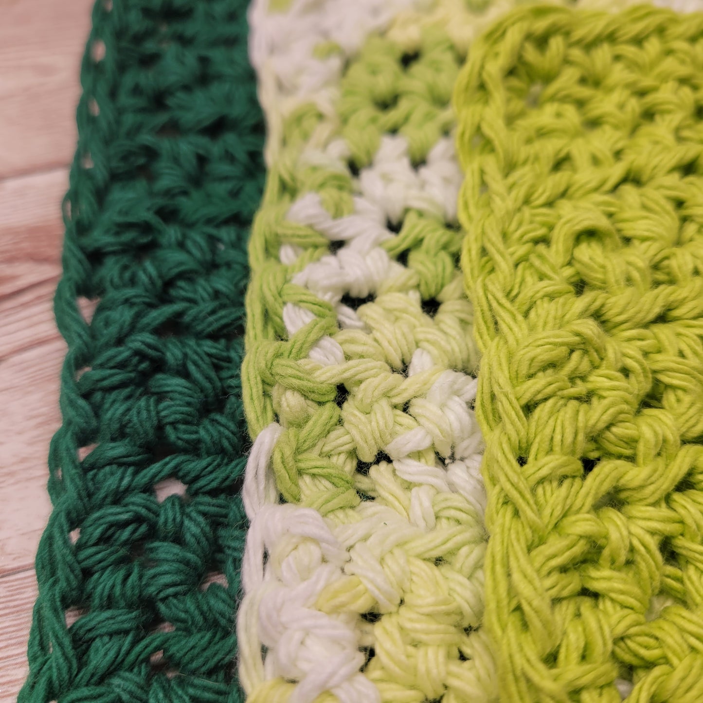 Set of 3 Cotton Washcloths - Green Multi