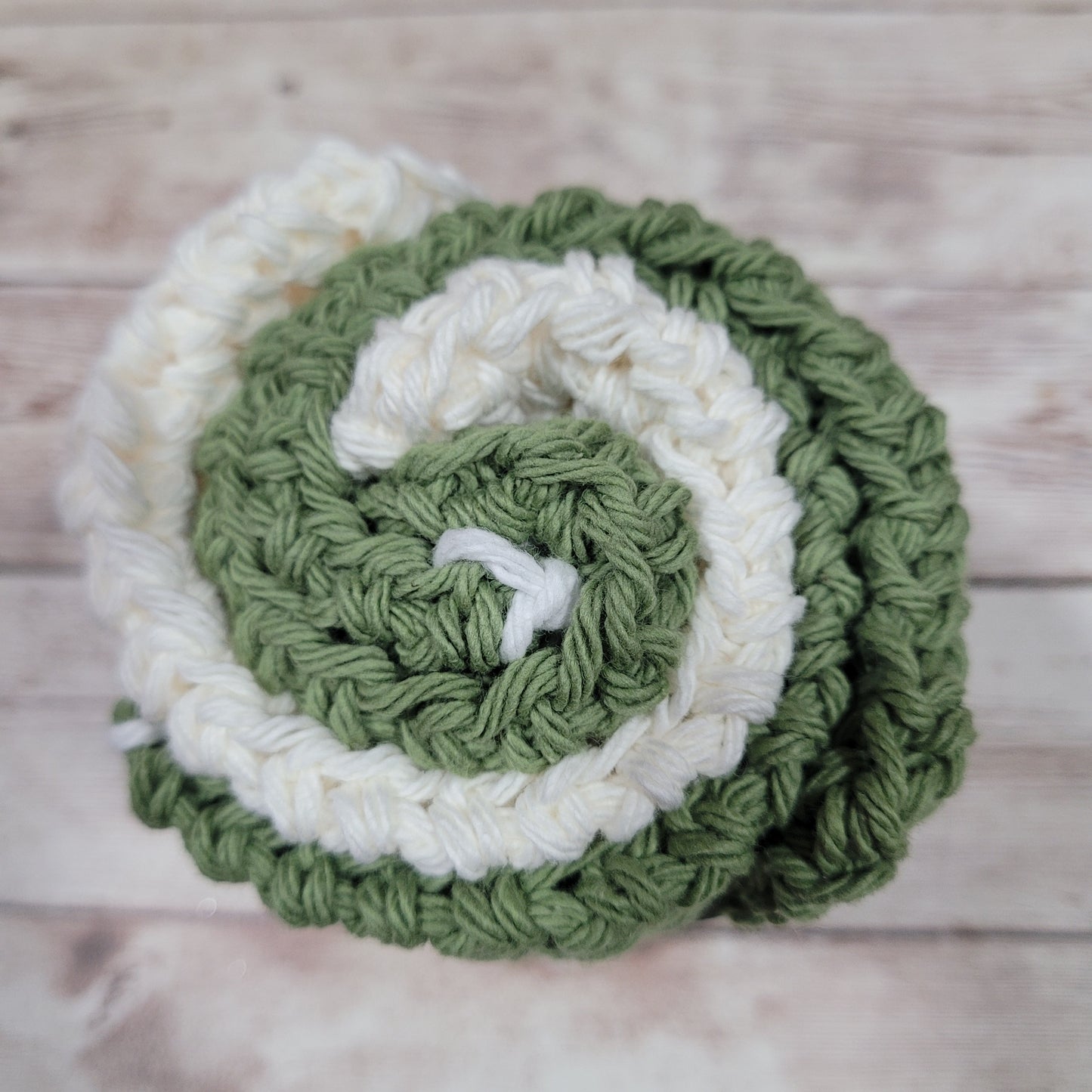 Set of 3 Cotton Washcloths - Sage & Beige