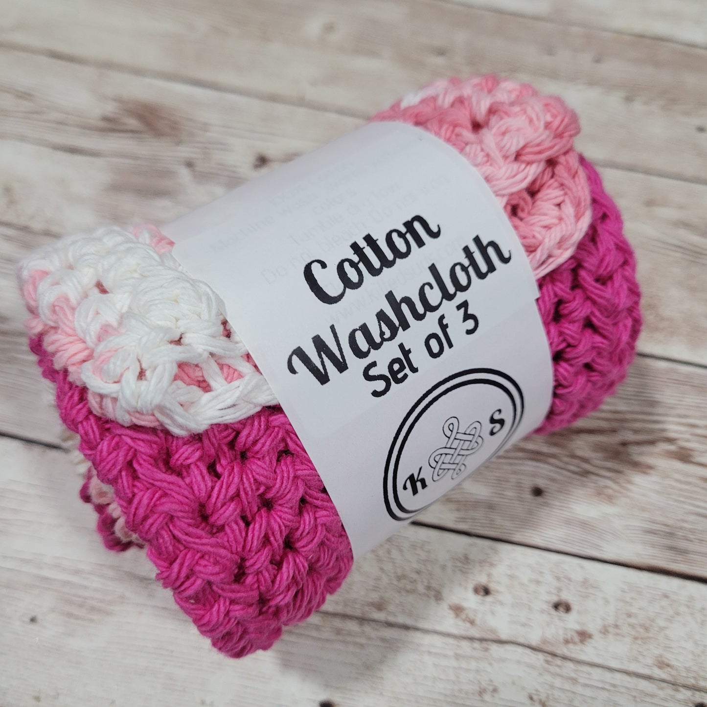 Set of 3 Cotton Washcloths - Valentine