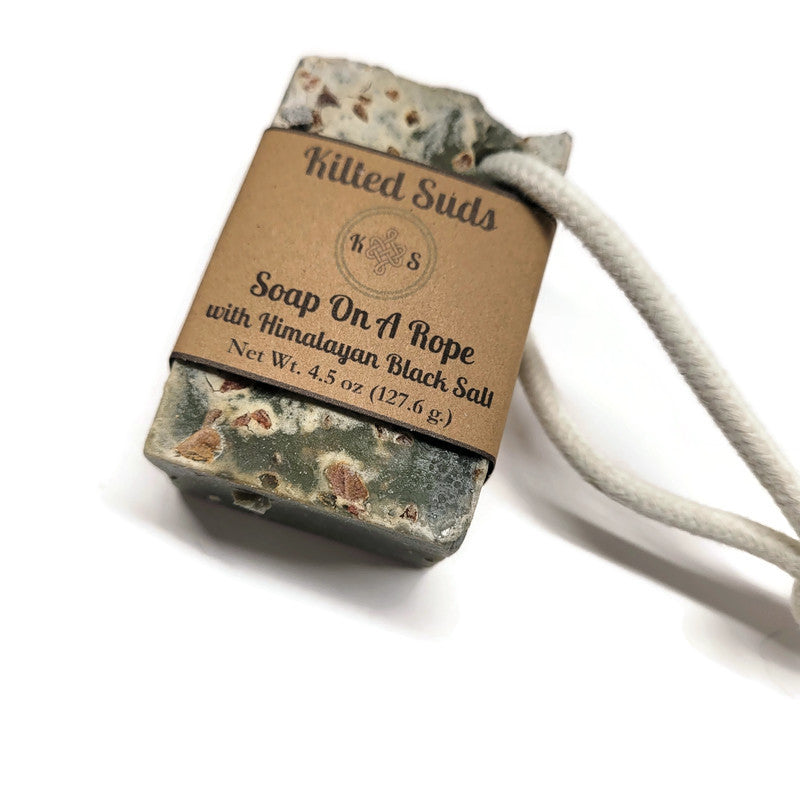 Charcoal & Black Salt Soap On A Rope