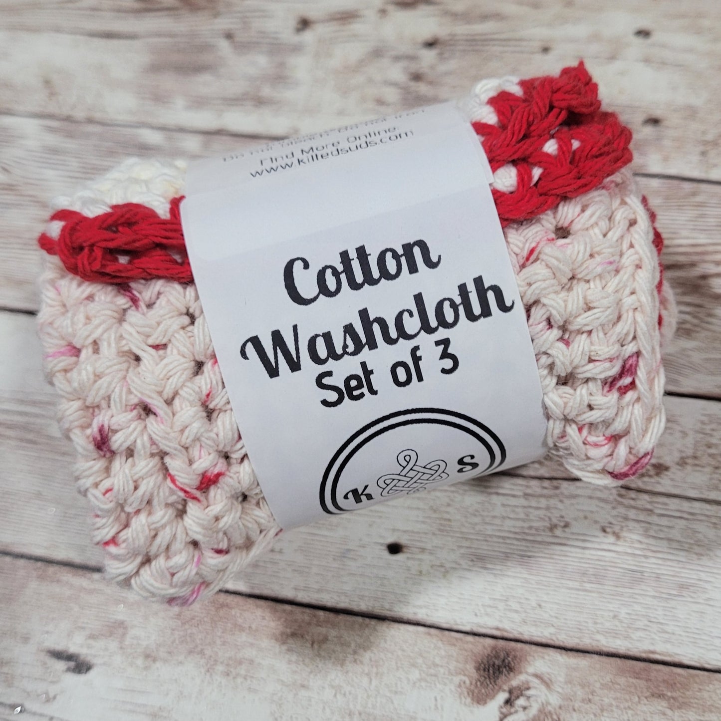 Set of 3 Cotton Washcloths - Pink Nautral