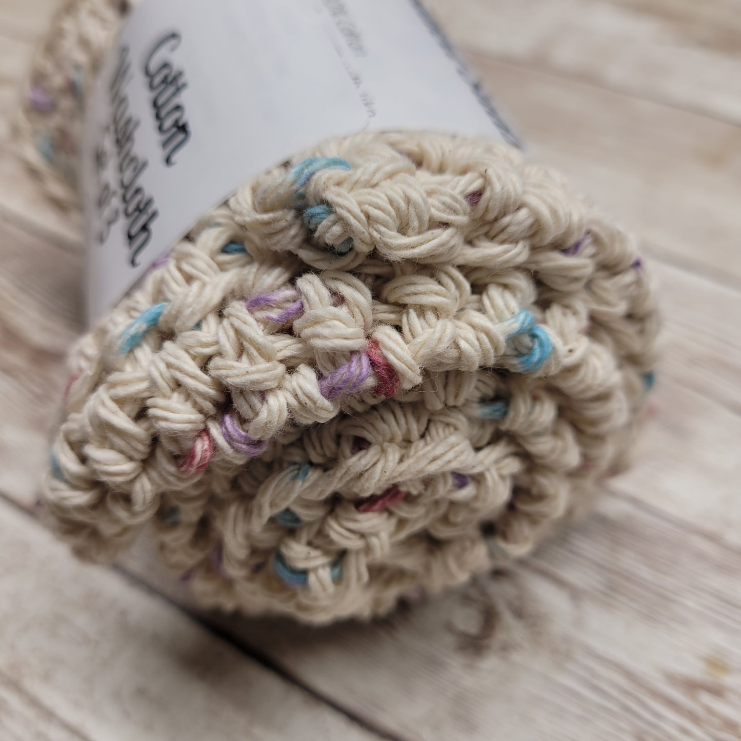 Set of 3 Cotton Washcloths - Natural Pastels