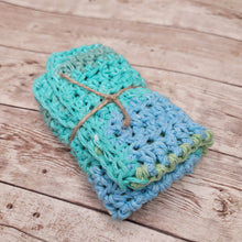 Load image into Gallery viewer, Teal Stripe Cotton Washcloth
