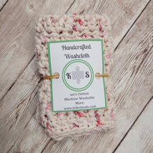 Load image into Gallery viewer, Beige &amp; Pink Cotton Washcloth
