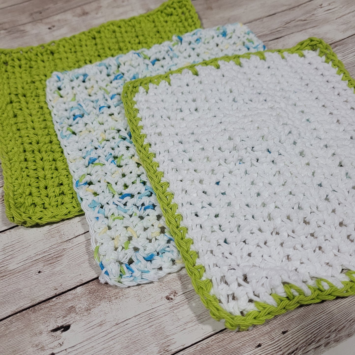 Set of 3 Cotton Washcloths - Sea Glass