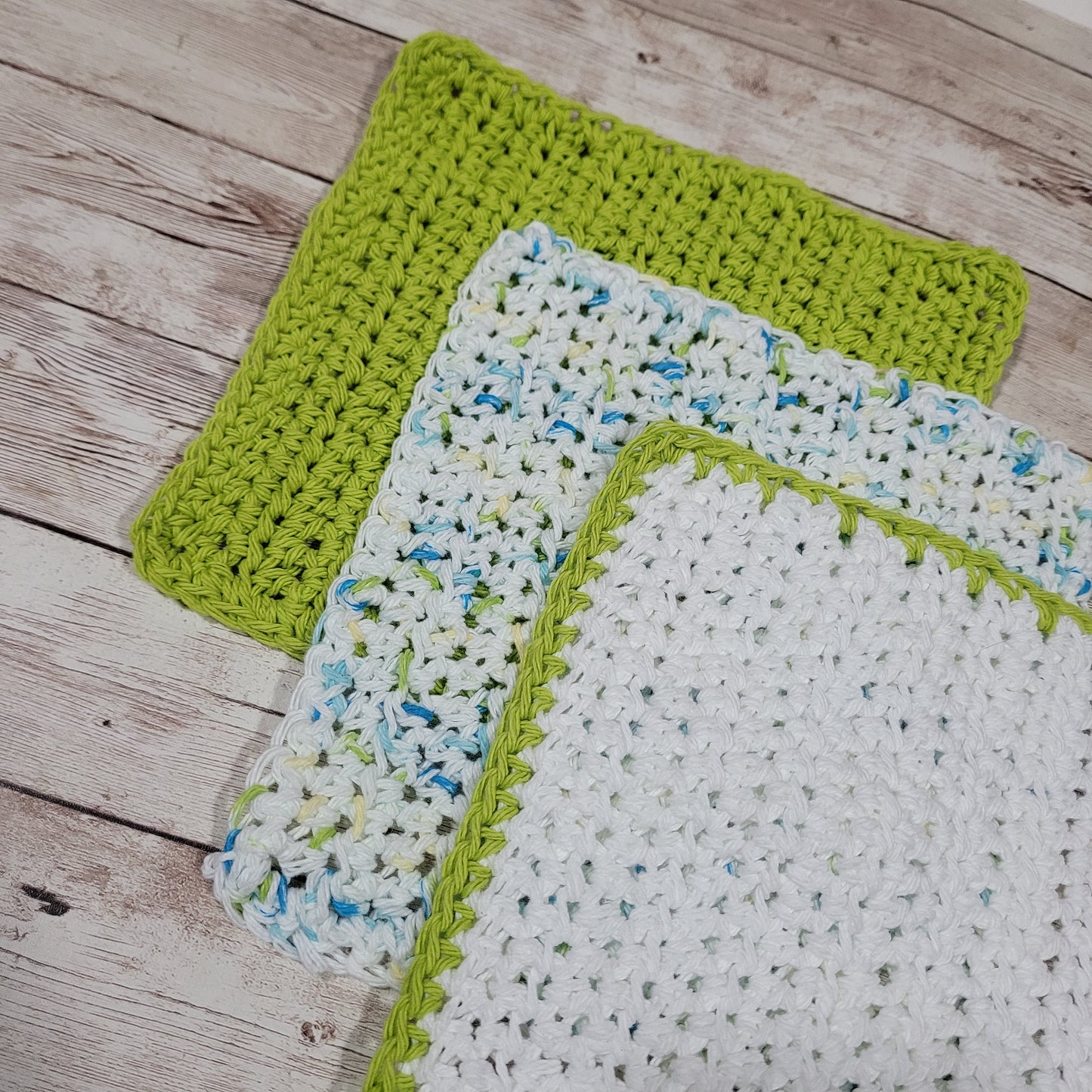 Set of 3 Cotton Washcloths - Sea Glass