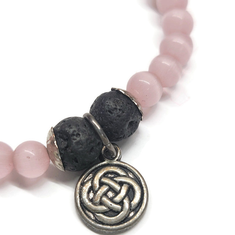 Lava Stone Aromatherapy Bracelet with Celtic Knot