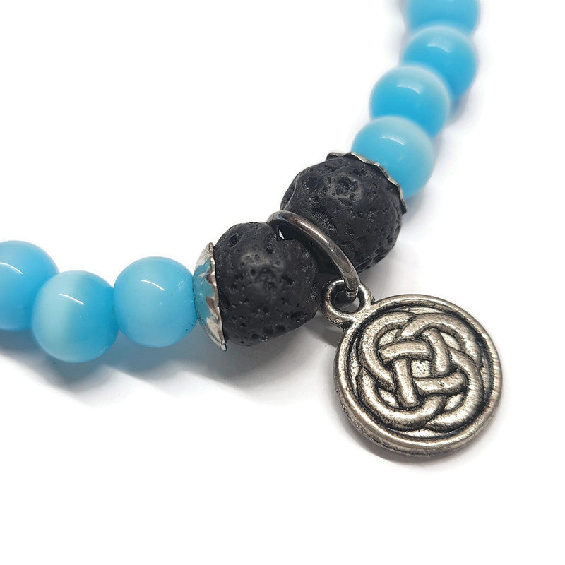Lava Stone Aromatherapy Bracelet with Celtic Knot