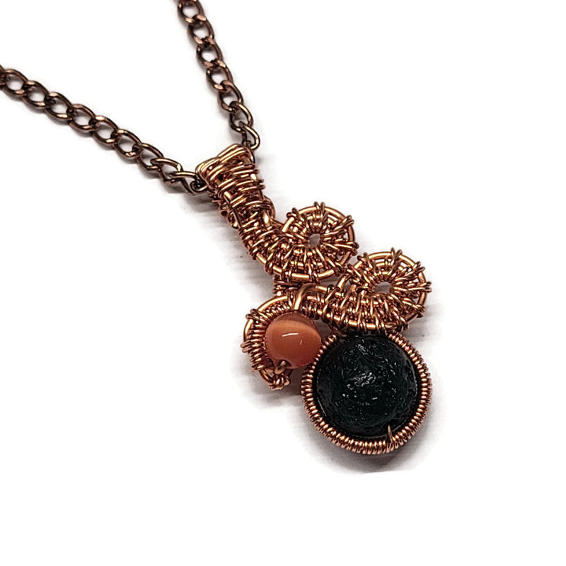 Lava Stone Aromatherapy Necklace - Wire Wrapped Necklace