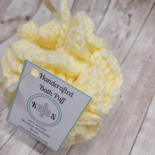 Pale Yellow Shower Puff Bath Sponge