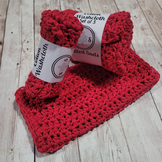 Red Cotton Washcloth
