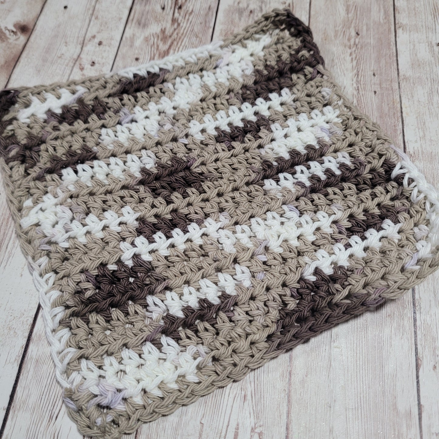 Brown & Beige Cotton Washcloth
