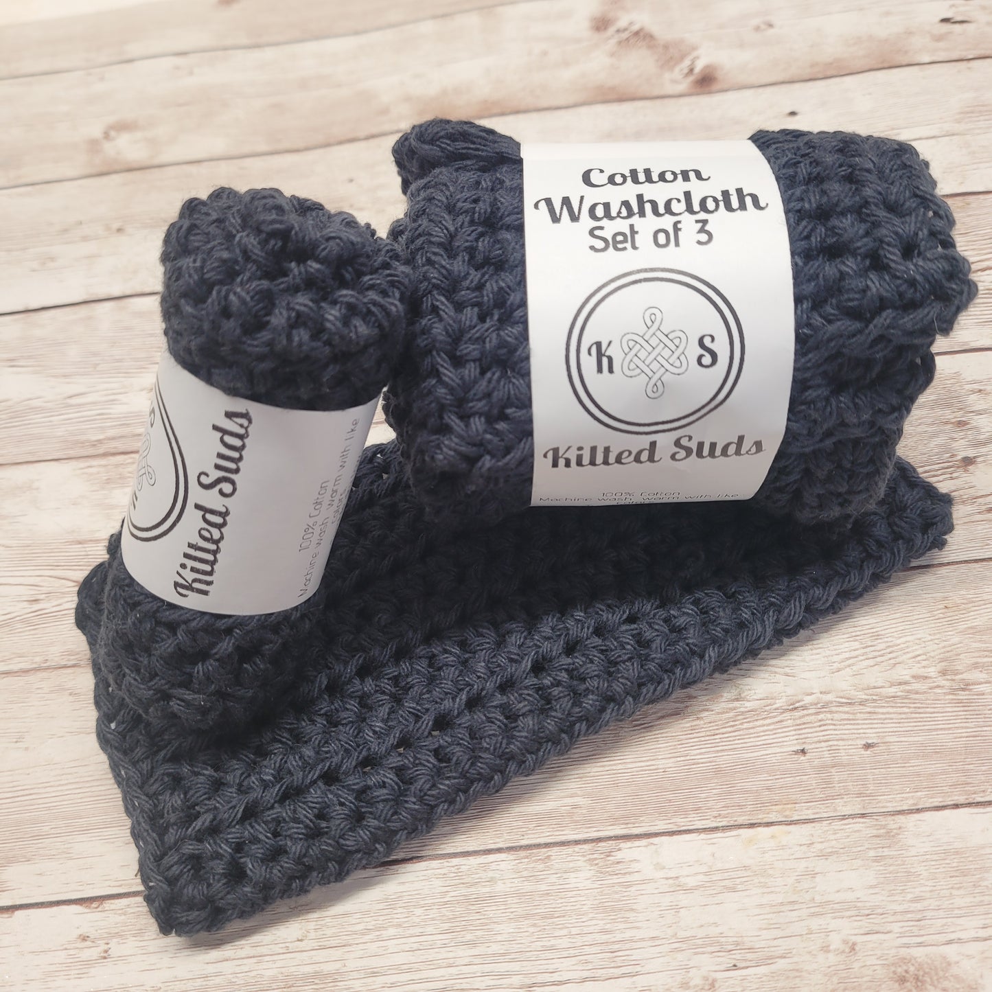Black Cotton Washcloth