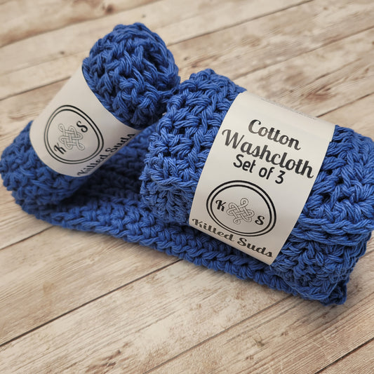 Royal Blue Cotton Washcloth