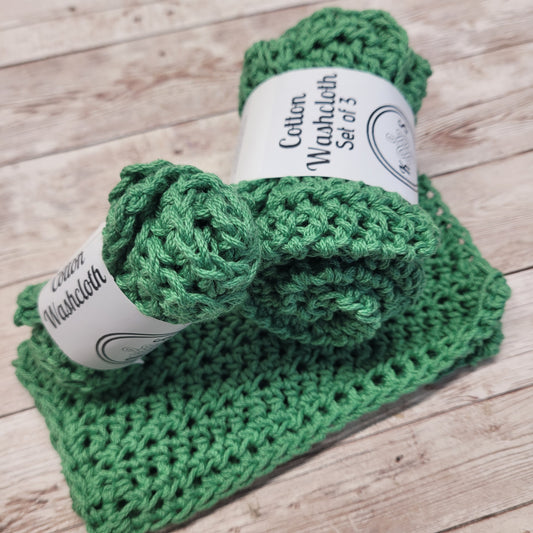 Moss Green Cotton Washcloth