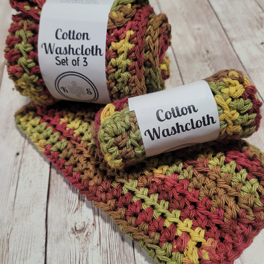 Autumn Leaves Cotton Washcloth