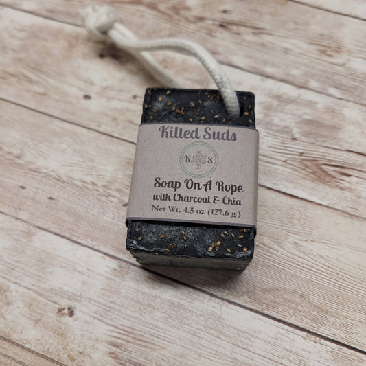 Charcoal & Chia Soap On A Rope