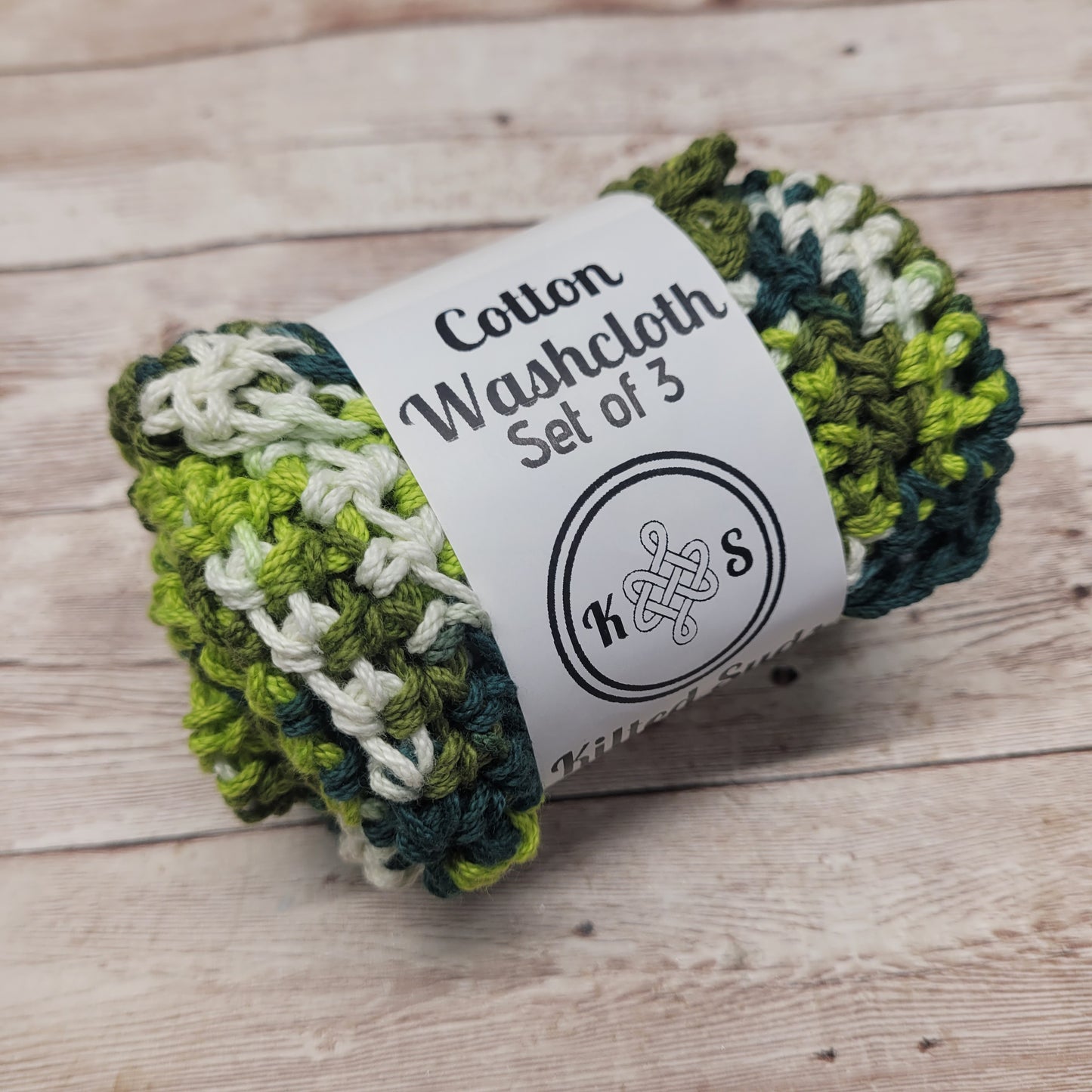 Calla Lily Green Cotton Washcloth