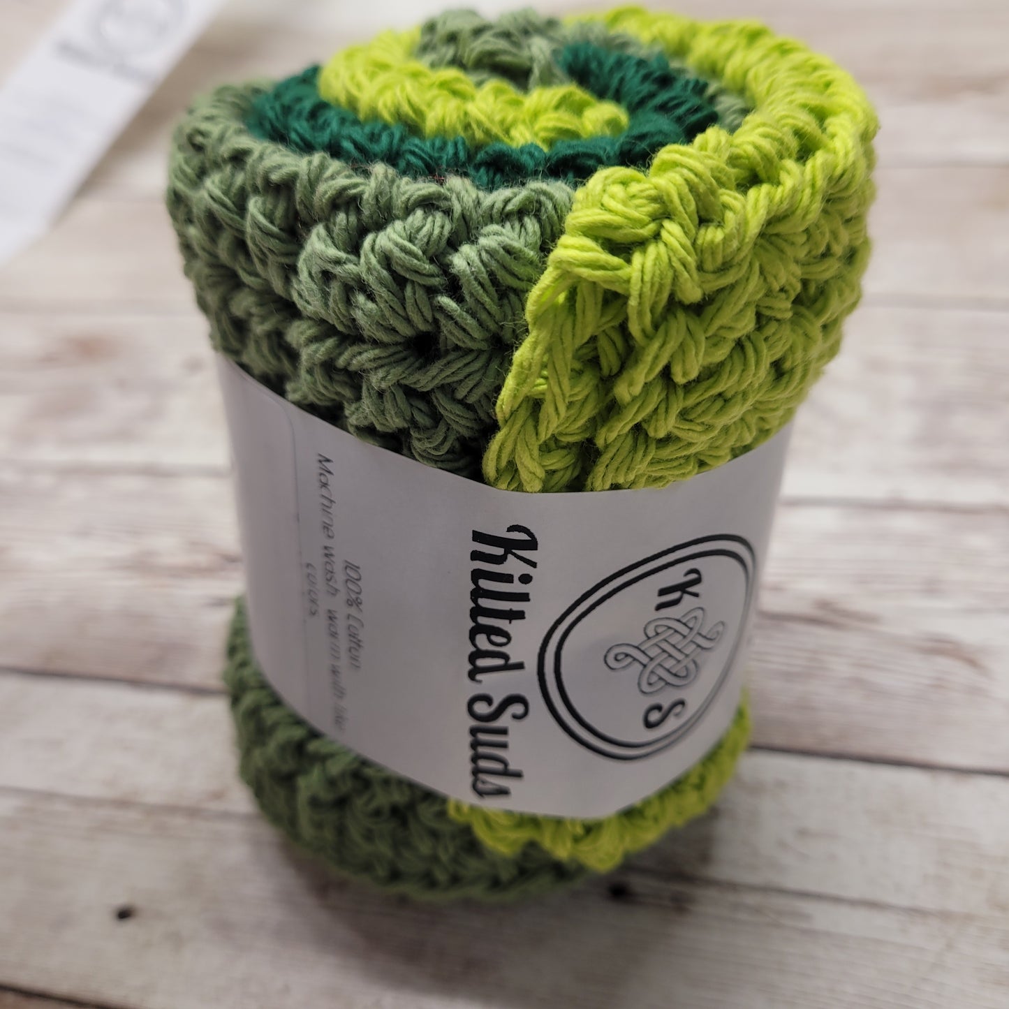 Set of 3 Cotton Washcloths - Greens