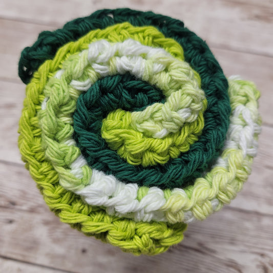 Set of 3 Cotton Washcloths - Green Multi