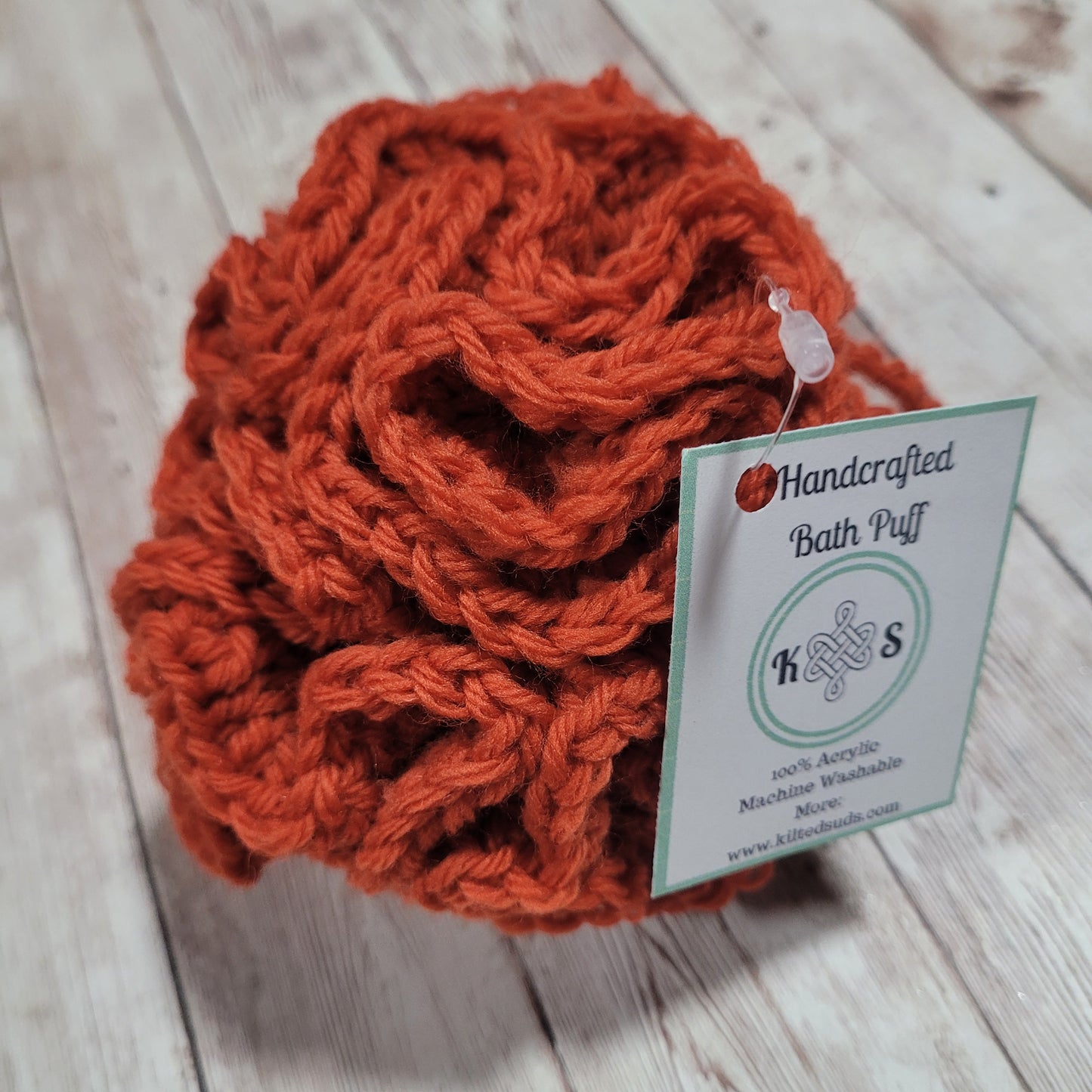 Burnt Orange Shower Puff Bath Sponge