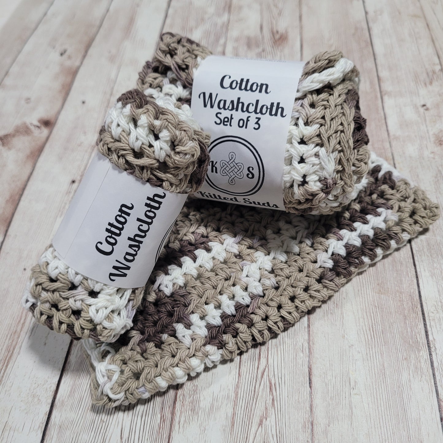 Brown & Beige Cotton Washcloth