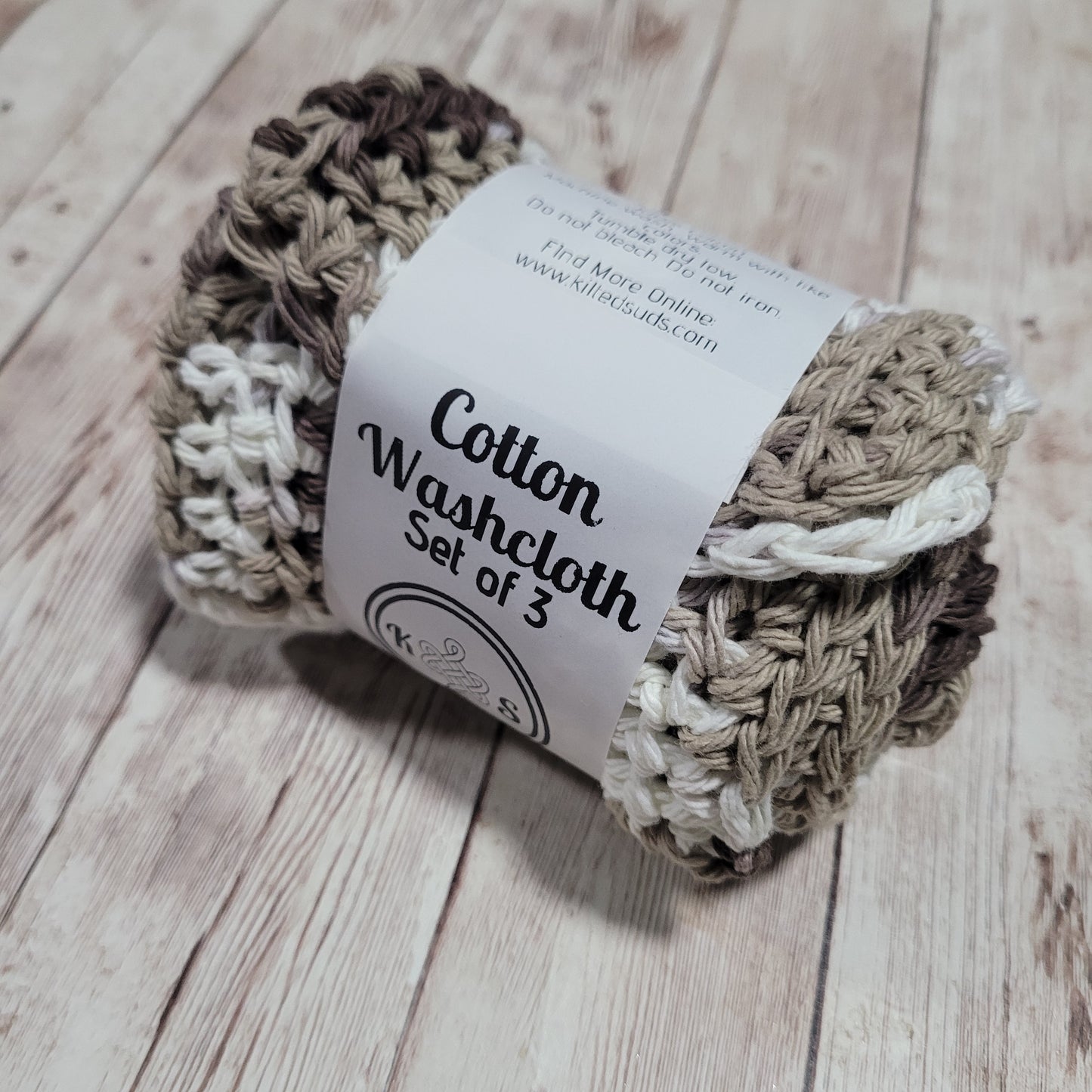 Brown & Beige Cotton Washcloth