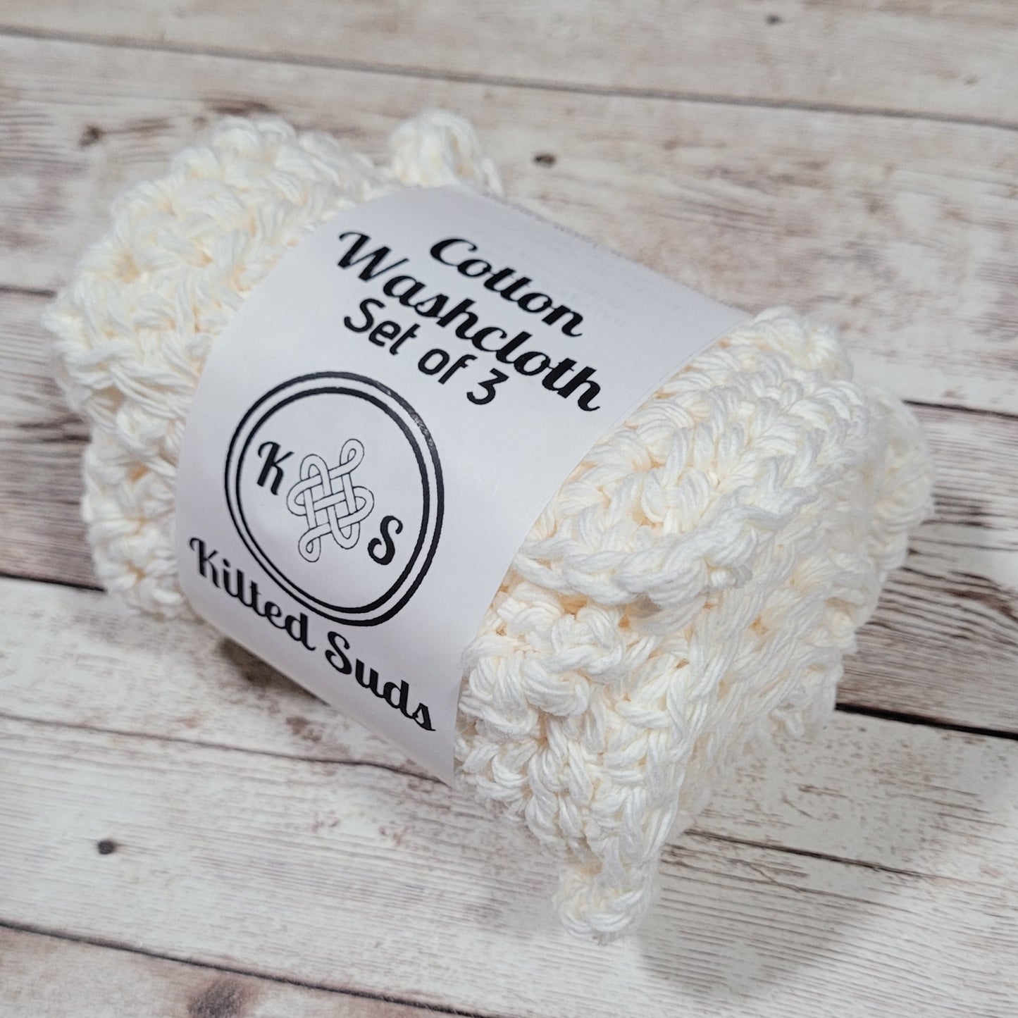 Set of 3 Cotton Washcloths - Beige