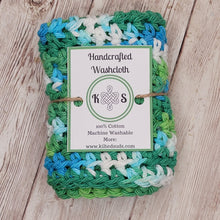 Load image into Gallery viewer, Blue &amp; Green Cotton Washcloth
