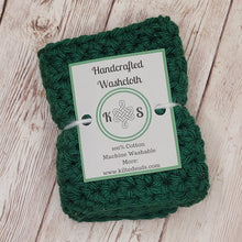 Load image into Gallery viewer, Green Cotton Washcloth
