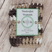 Load image into Gallery viewer, Brown &amp; Beige Cotton Washcloth
