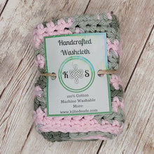 Load image into Gallery viewer, Pink &amp; Green Cotton Washcloth
