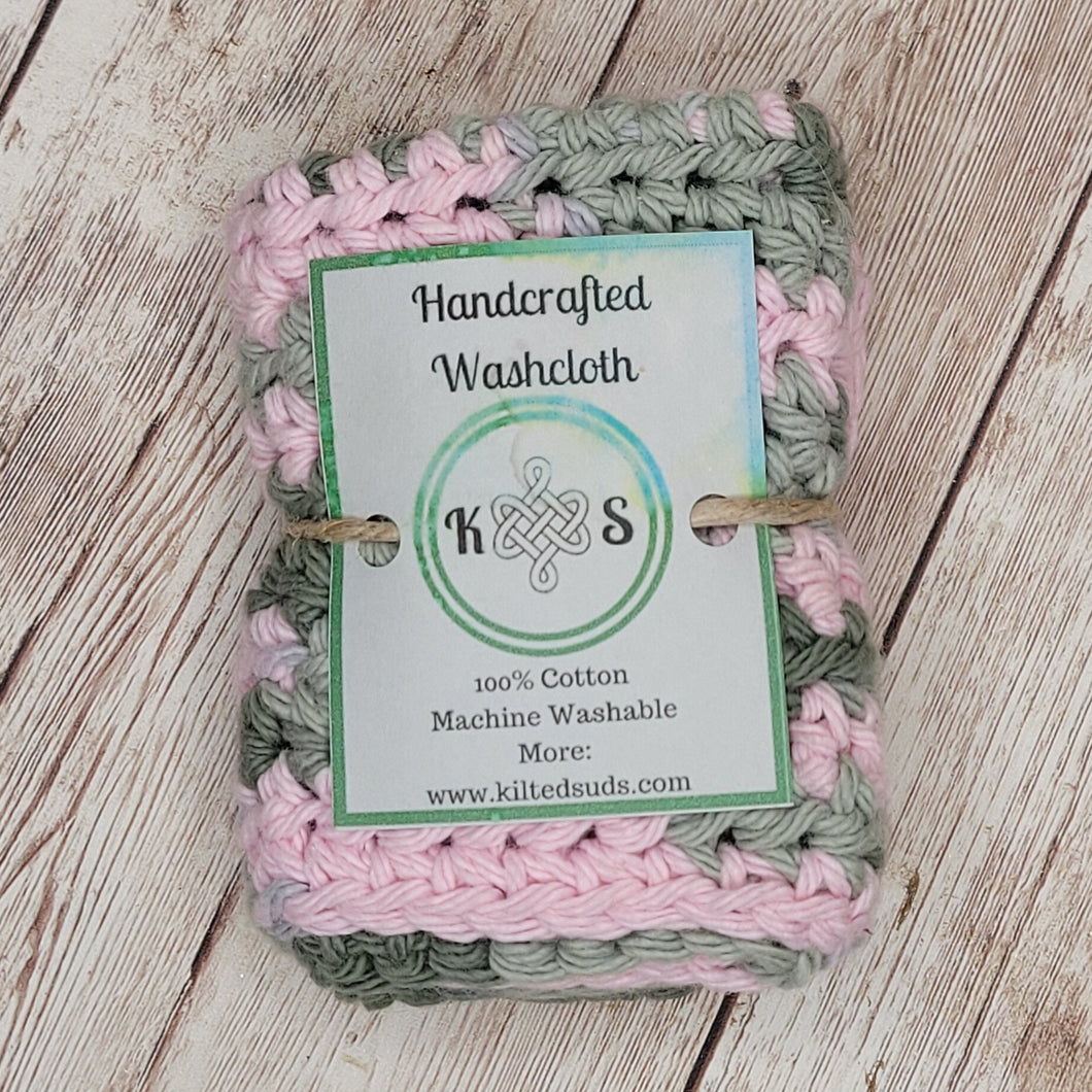 Pink & Green Cotton Washcloth