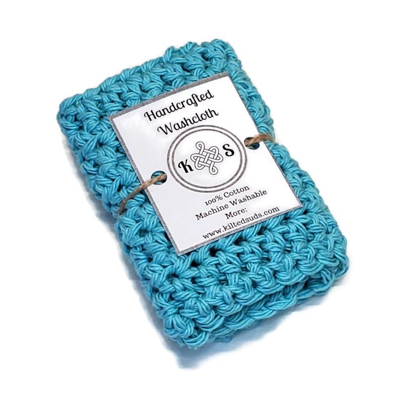Teal Cotton Washcloth - Kilted Suds